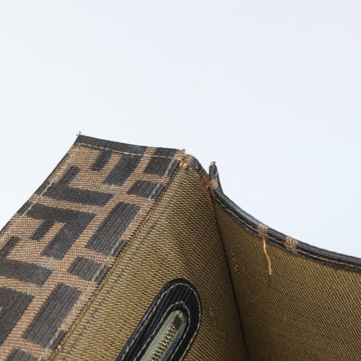 FENDI Zucca Canvas Vanity Hand Bag Black Brown Auth 169044