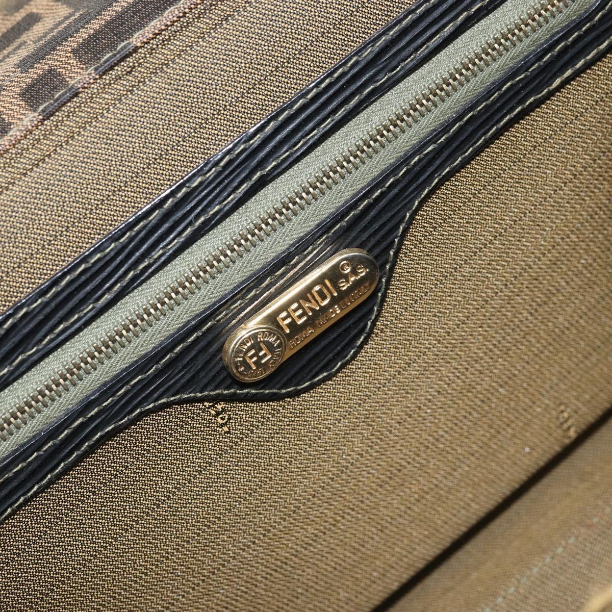 FENDI Zucca Canvas Vanity Hand Bag Black Brown Auth 169044