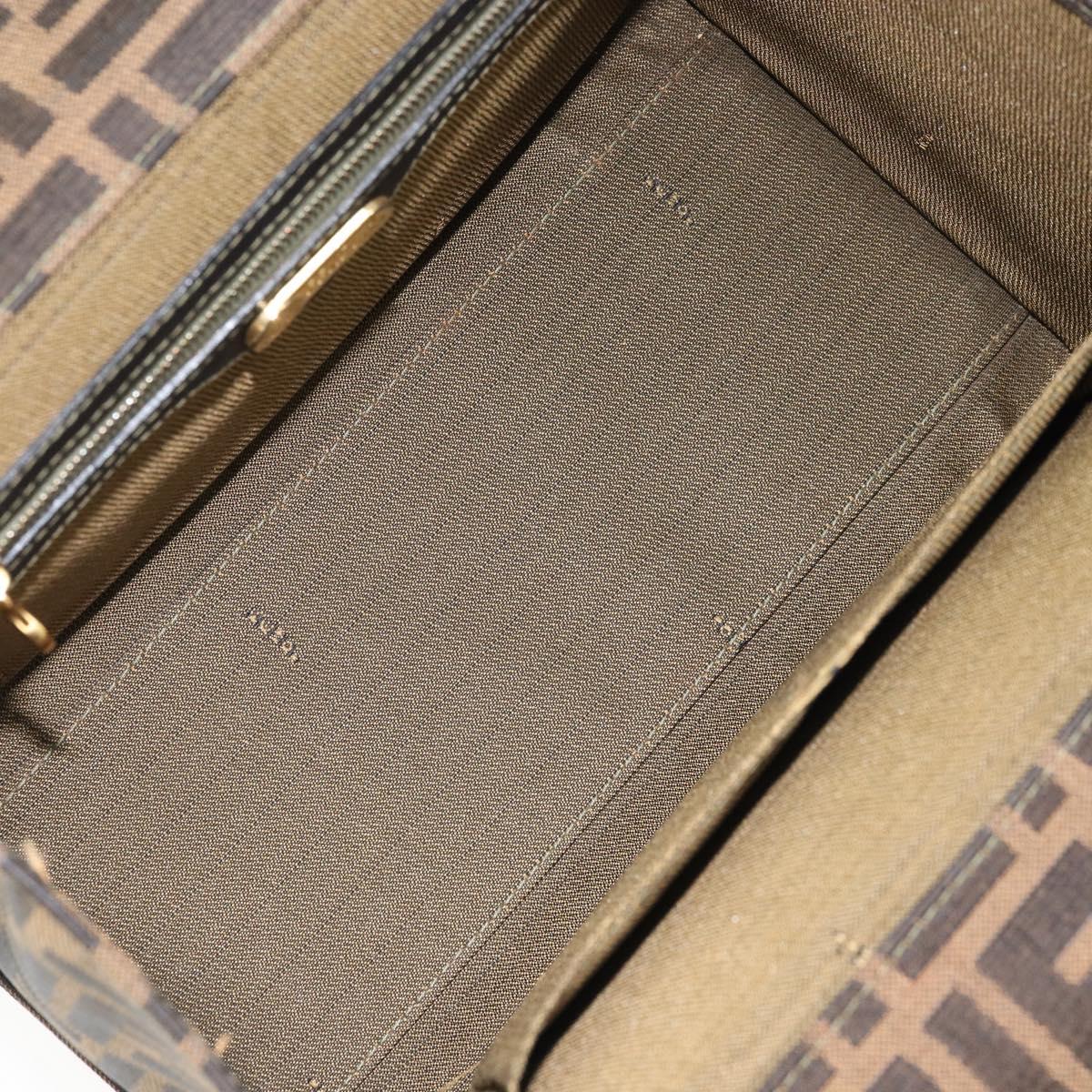 FENDI Zucca Canvas Vanity Hand Bag Black Brown Auth 169044