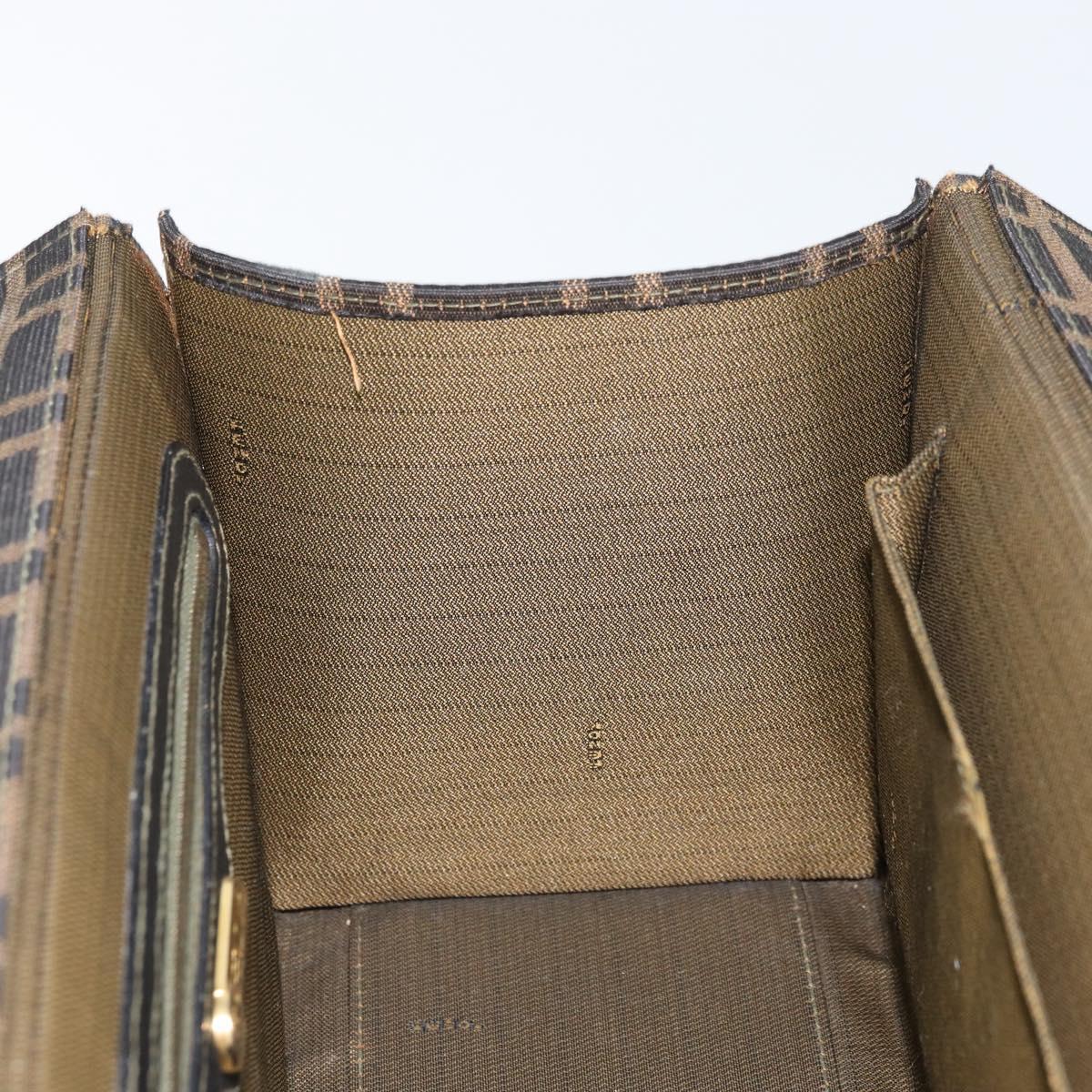 FENDI Zucca Canvas Vanity Hand Bag Black Brown Auth 169044