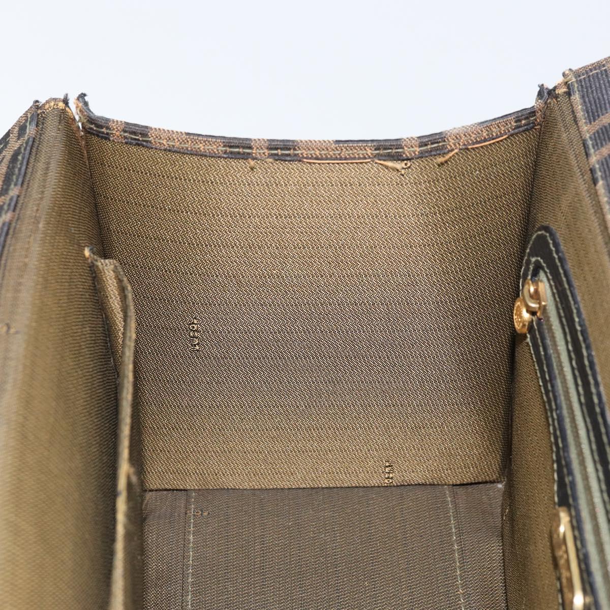 FENDI Zucca Canvas Vanity Hand Bag Black Brown Auth 169044