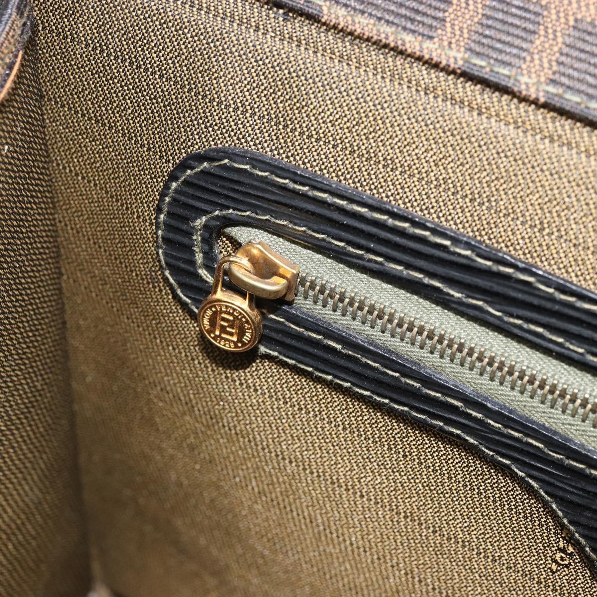 FENDI Zucca Canvas Vanity Hand Bag Black Brown Auth 169044