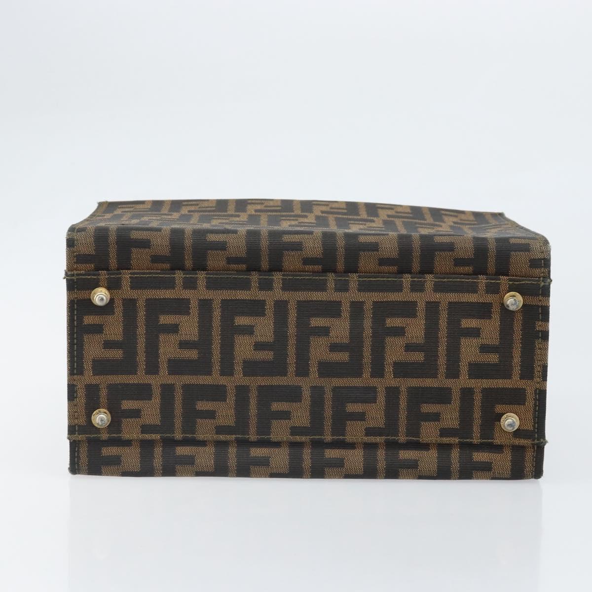 FENDI Zucca Canvas Vanity Hand Bag Black Brown Auth 169044