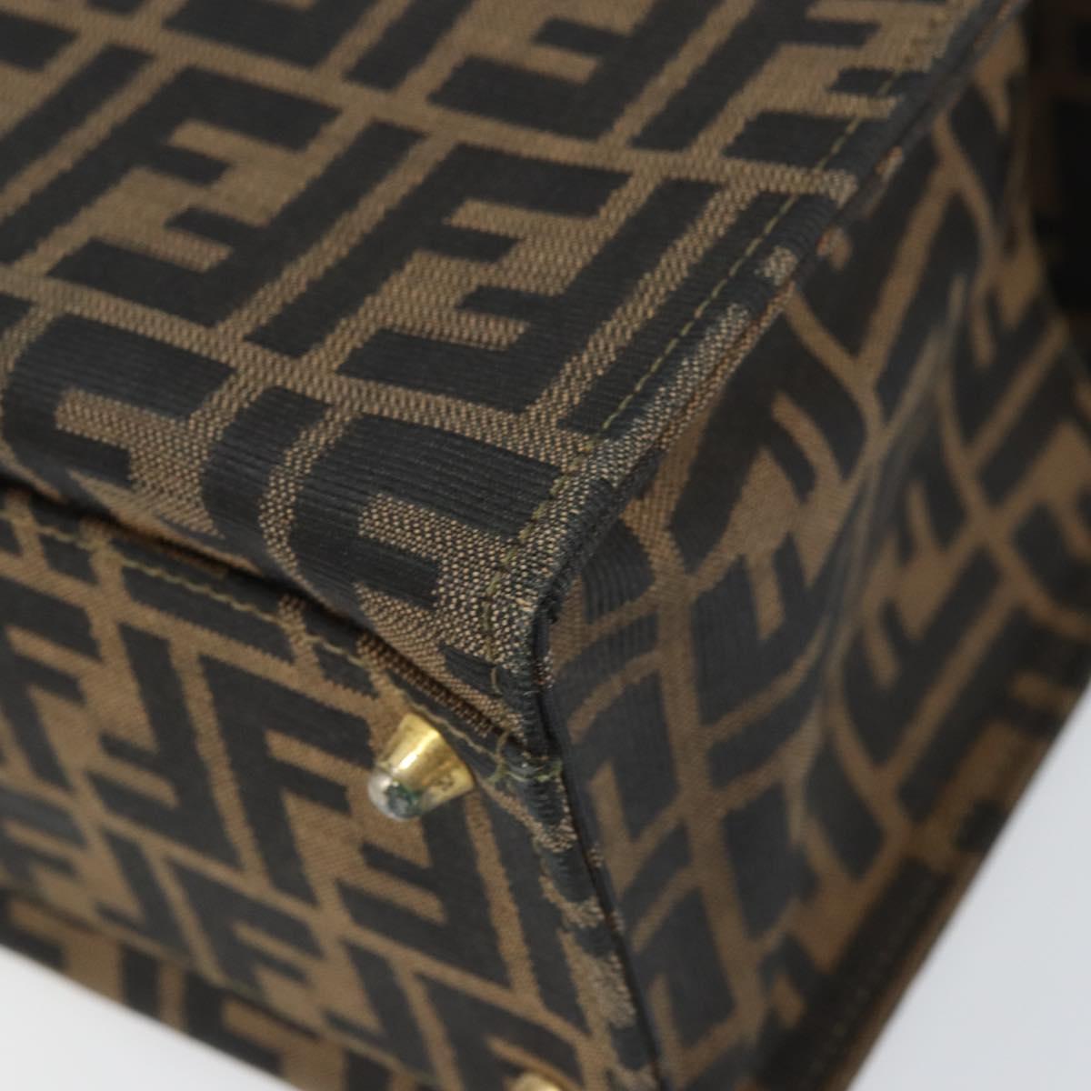 FENDI Zucca Canvas Vanity Hand Bag Black Brown Auth 169044