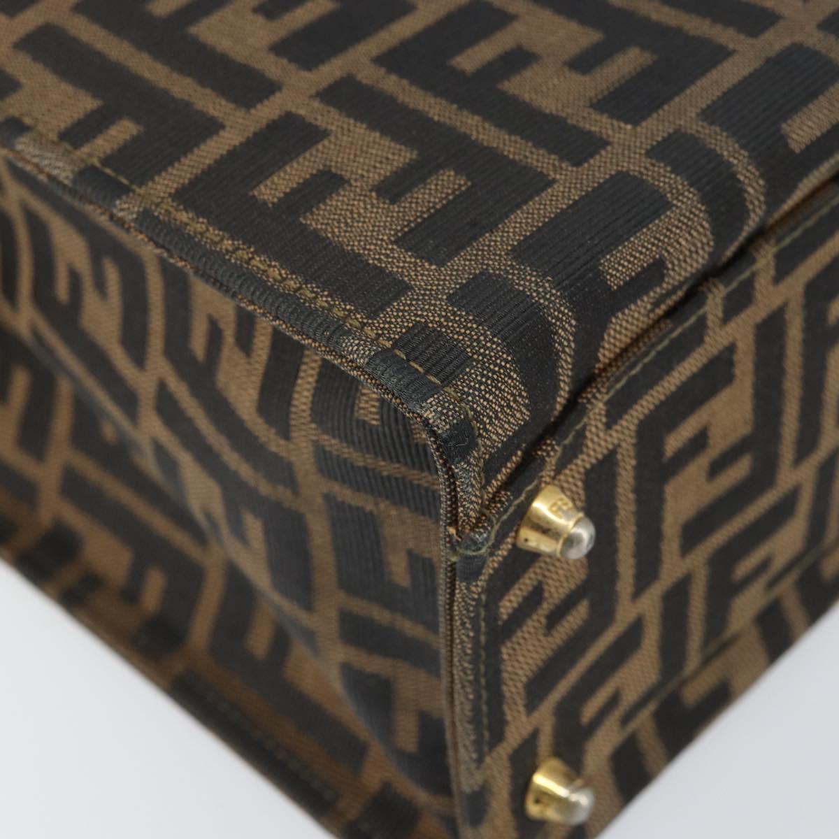 FENDI Zucca Canvas Vanity Hand Bag Black Brown Auth 169044