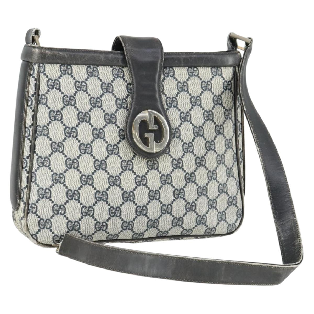 GUCCI GG Supreme Shoulder Bag PVC Navy Auth 169045
