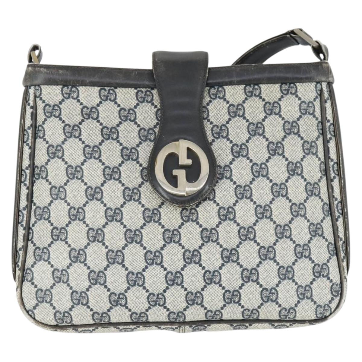 GUCCI GG Supreme Shoulder Bag PVC Navy Auth 169045