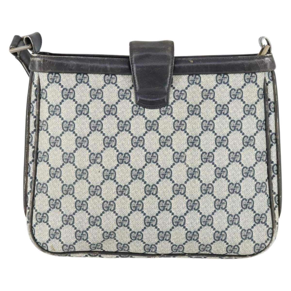 GUCCI GG Supreme Shoulder Bag PVC Navy Auth 169045