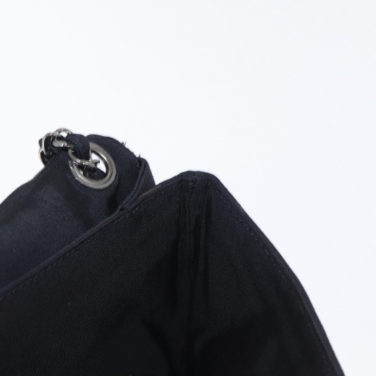 CHANEL 2.55 Chain Shoulder Bag Nylon Black Silver CC Auth 169050