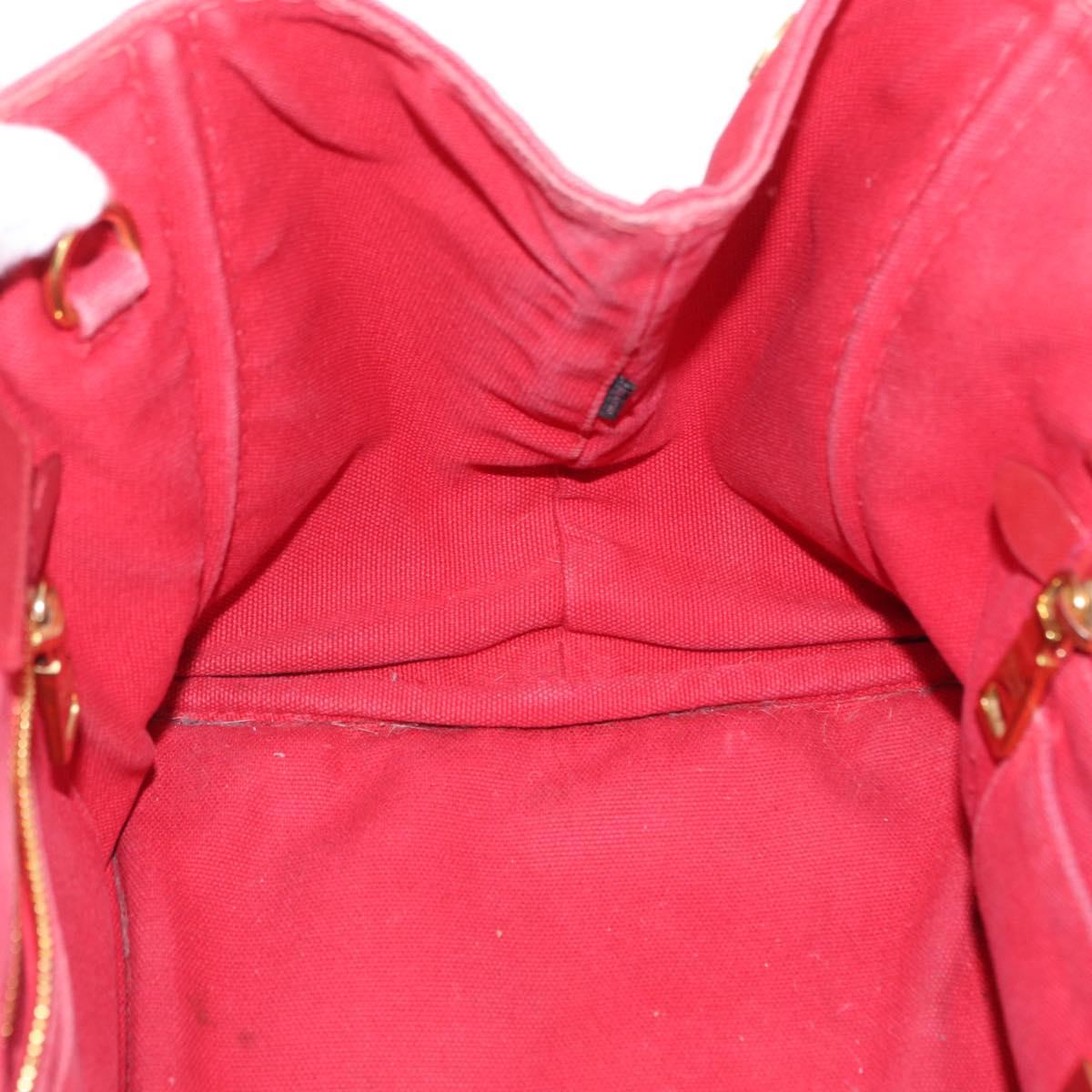 PRADA Kanapa M Hand Bag Canvas Red Gold Auth 169054