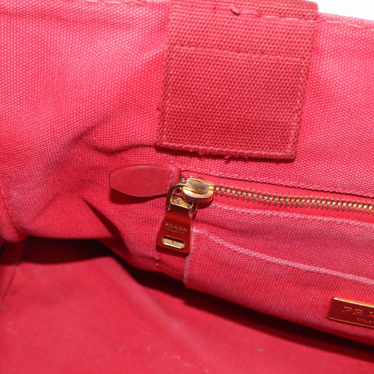PRADA Kanapa M Hand Bag Canvas Red Gold Auth 169054