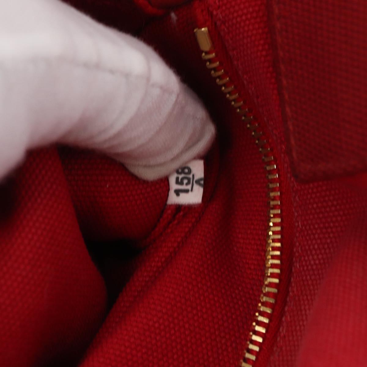 PRADA Kanapa M Hand Bag Canvas Red Gold Auth 169054