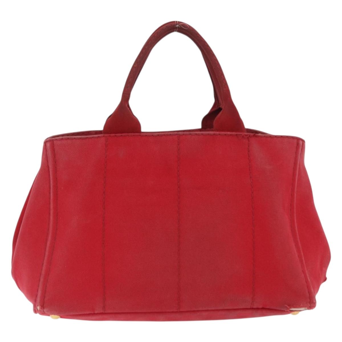 PRADA Kanapa M Hand Bag Canvas Red Gold Auth 169054