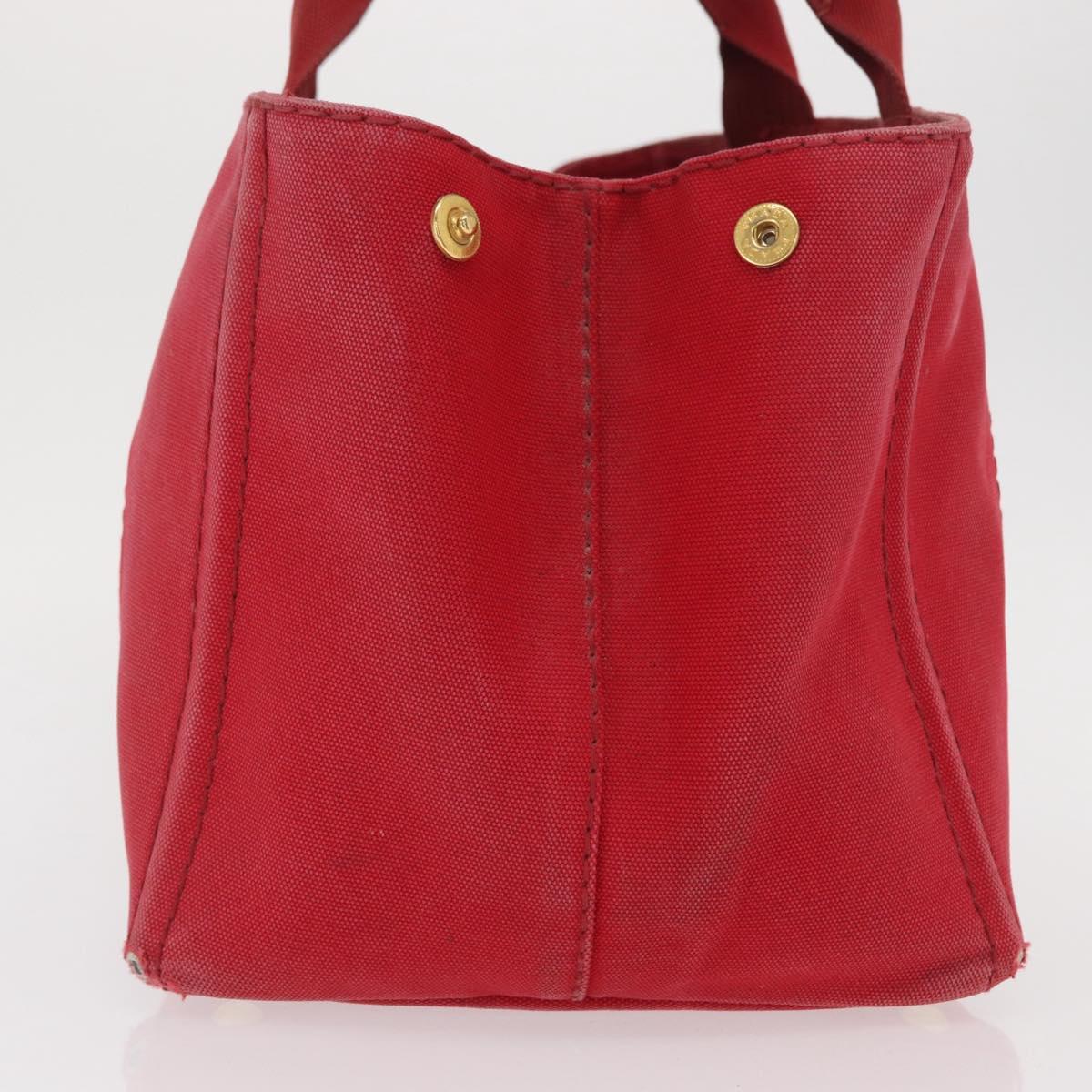 PRADA Kanapa M Hand Bag Canvas Red Gold Auth 169054