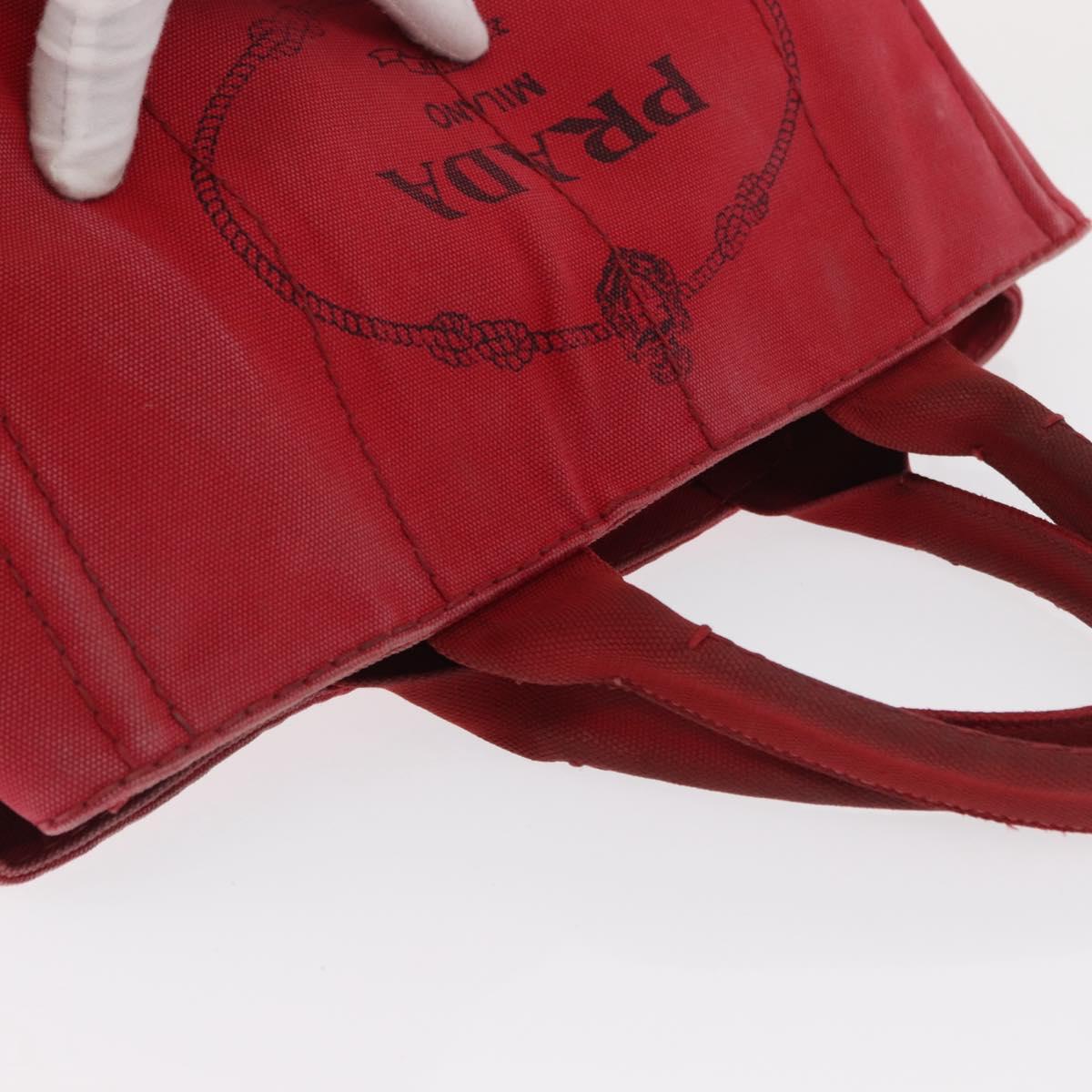 PRADA Kanapa M Hand Bag Canvas Red Gold Auth 169054