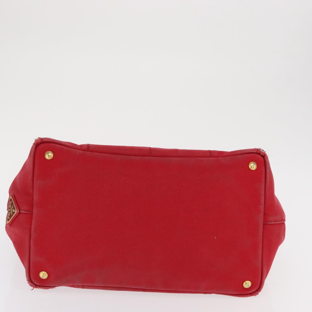 PRADA Kanapa M Hand Bag Canvas Red Gold Auth 169054