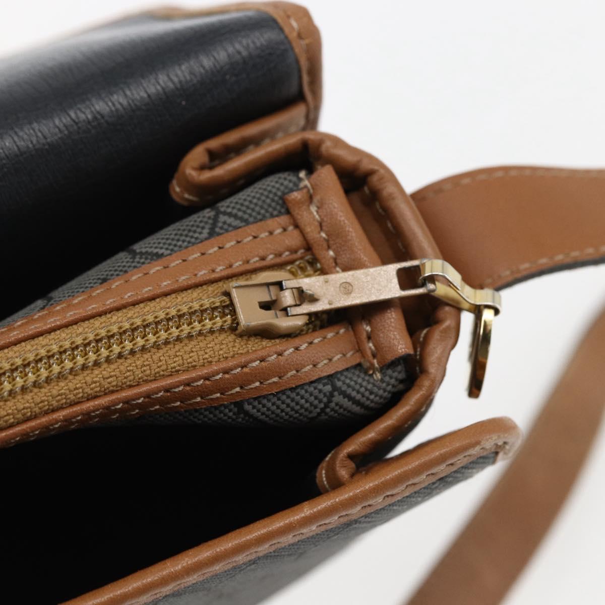 Christian Dior Honeycomb Canvas Shoulder Bag PVC Gray Gold Auth 169055