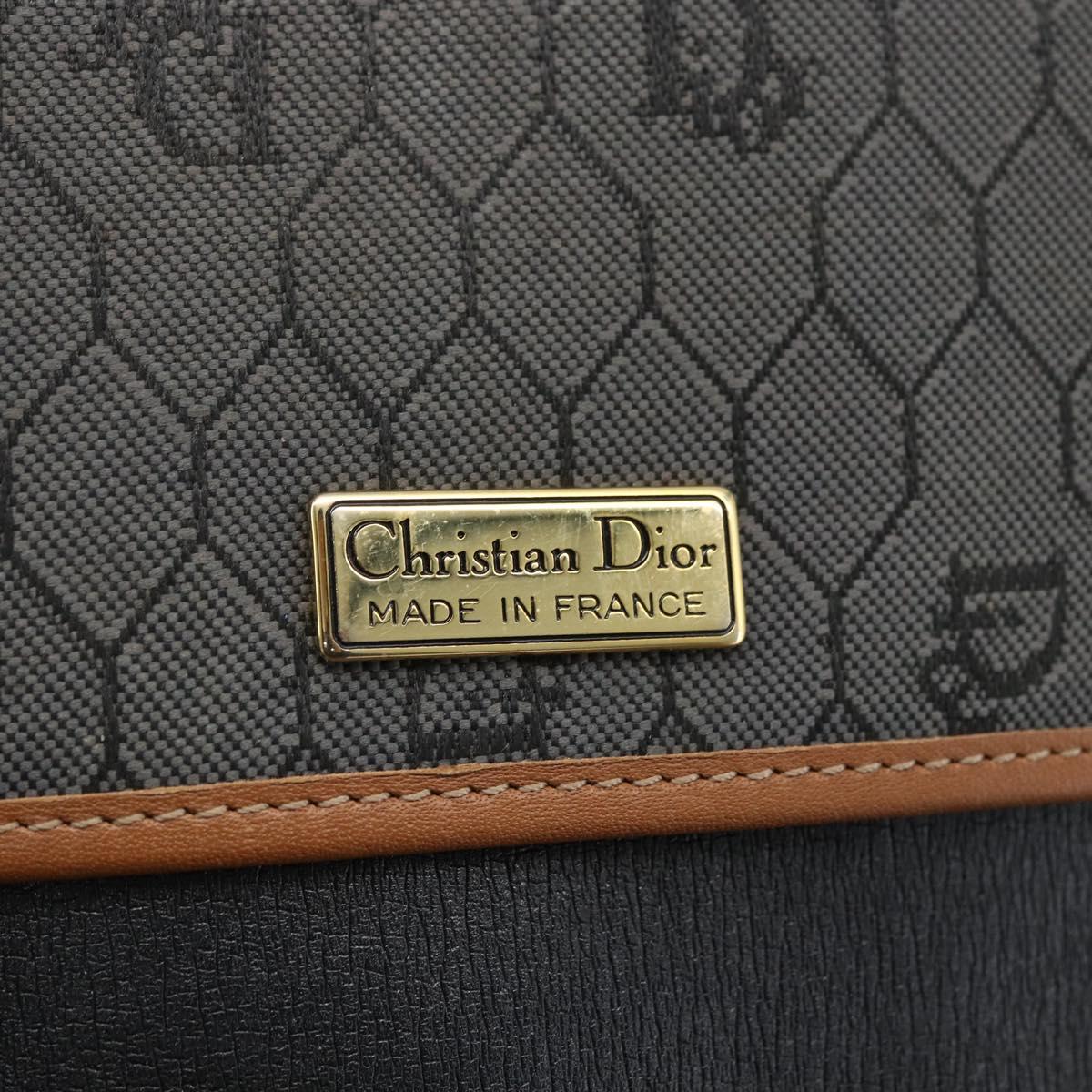 Christian Dior Honeycomb Canvas Shoulder Bag PVC Gray Gold Auth 169055