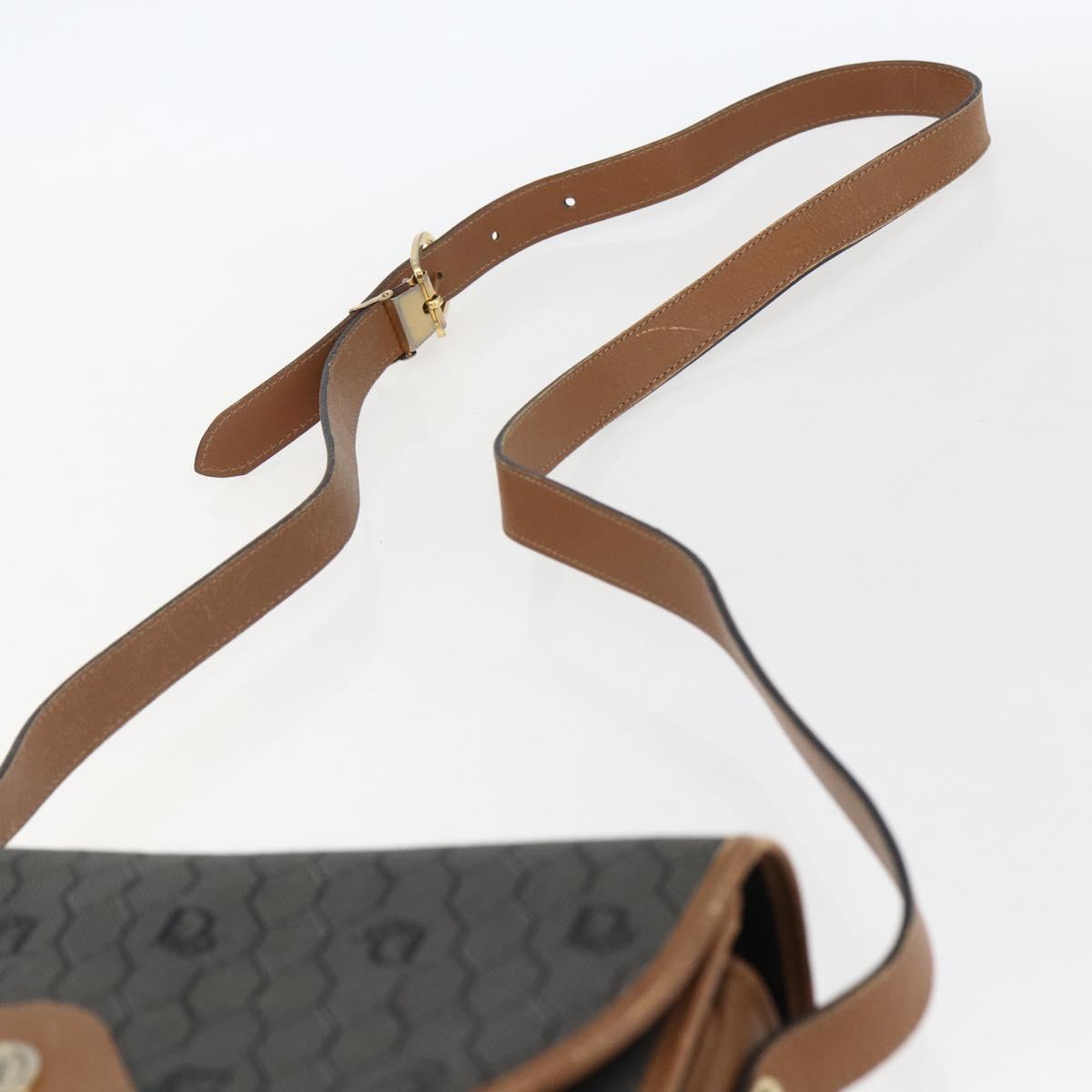 Christian Dior Honeycomb Canvas Shoulder Bag PVC Gray Gold Auth 169055