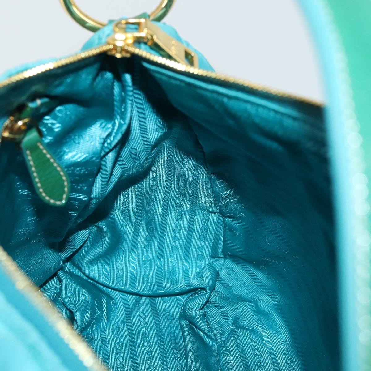 PRADA Shoulder Bag Nylon Blue Gold Auth 169057V