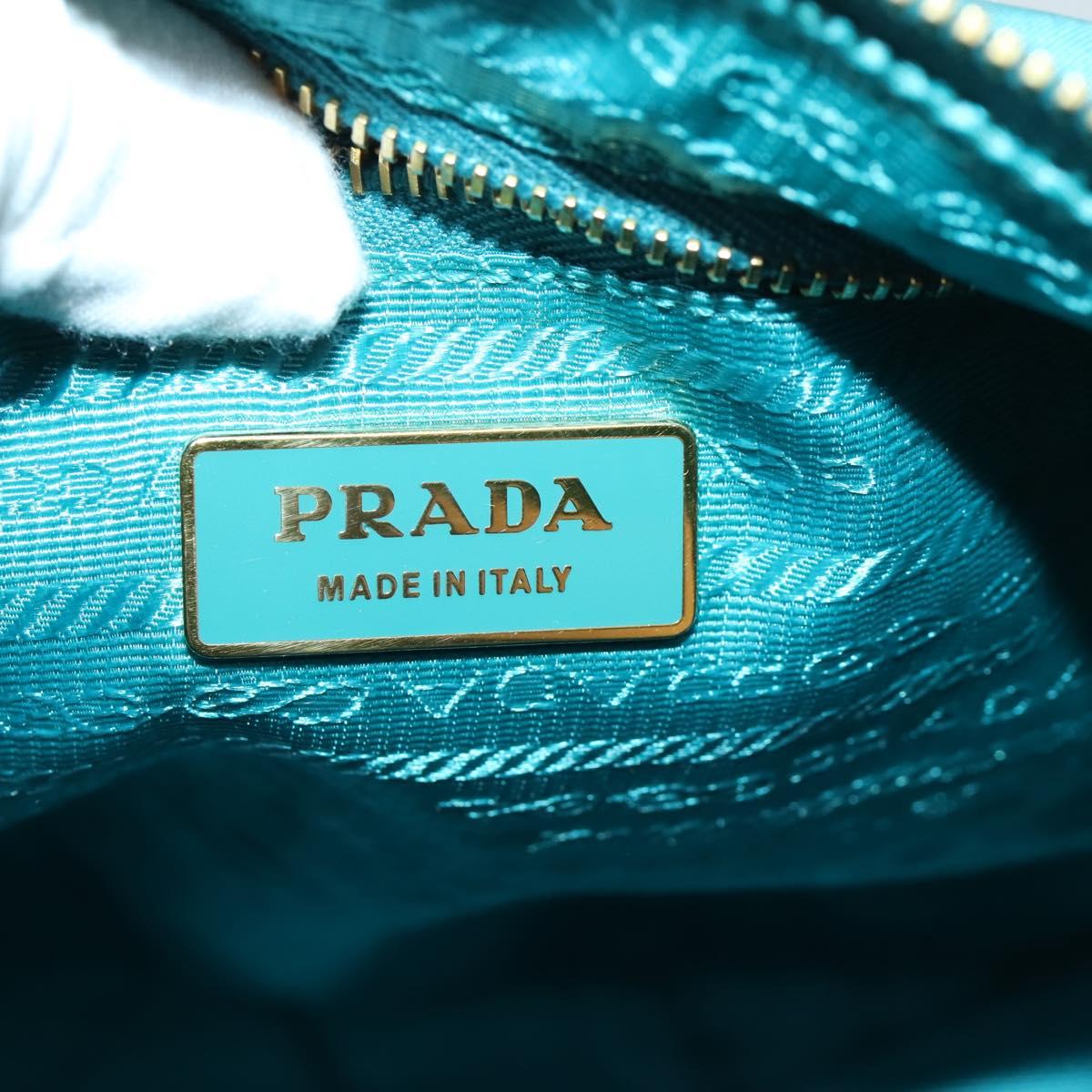 PRADA Shoulder Bag Nylon Blue Gold Auth 169057V