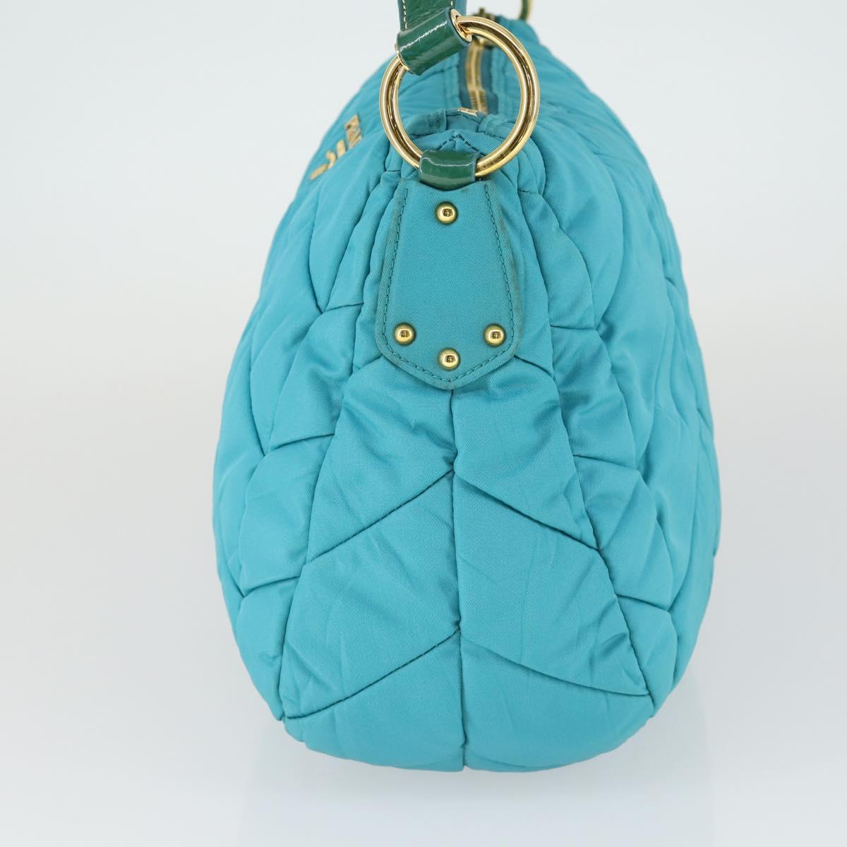 PRADA Shoulder Bag Nylon Blue Gold Auth 169057V