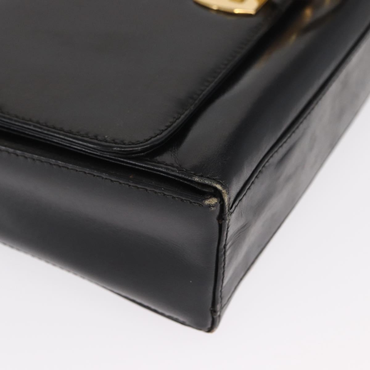 Salvatore Ferragamo Gancini Shoulder Bag Leather Gold Black Auth 169058