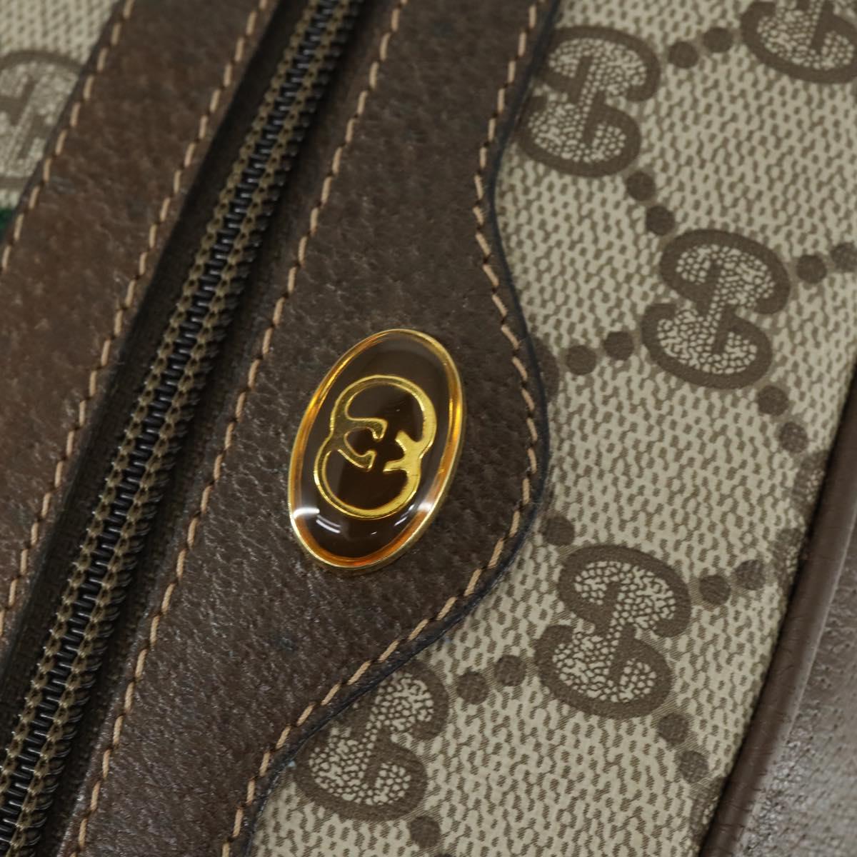 GUCCI GG Supreme Web Sherry Line Bag PVC Beige Gold 32 02 005 Auth 169059