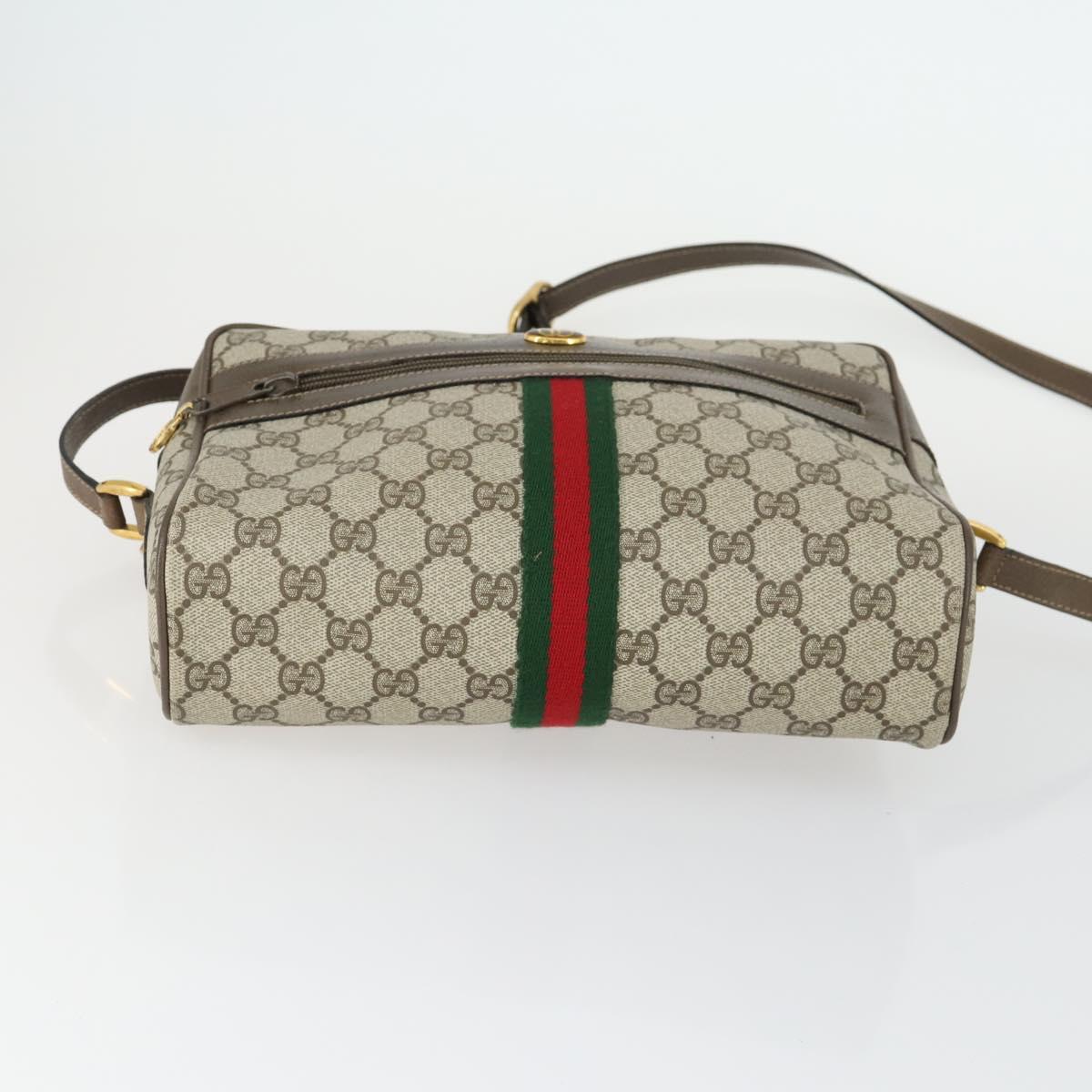 GUCCI GG Supreme Web Sherry Line Bag PVC Beige Gold 32 02 005 Auth 169059