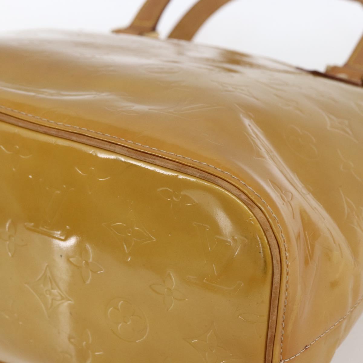 LOUIS VUITTON Monogram Vernis Houston Hand Bag Beige M91004 LV Auth 169063