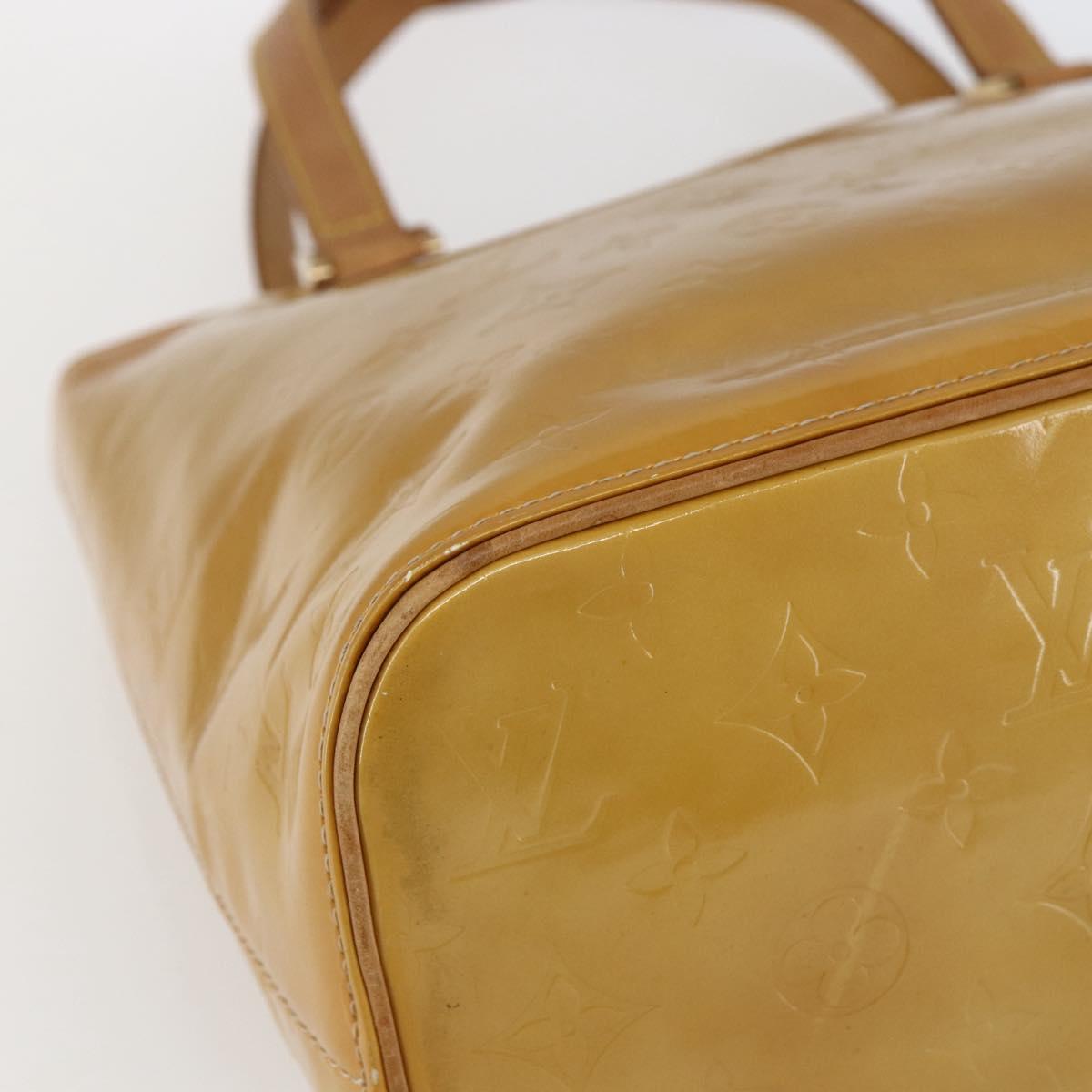 LOUIS VUITTON Monogram Vernis Houston Hand Bag Beige M91004 LV Auth 169063