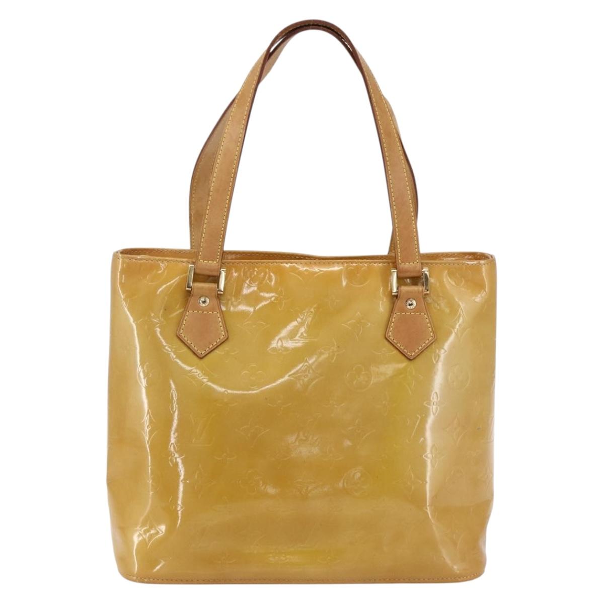 LOUIS VUITTON Monogram Vernis Houston Hand Bag Beige M91004 LV Auth 169063