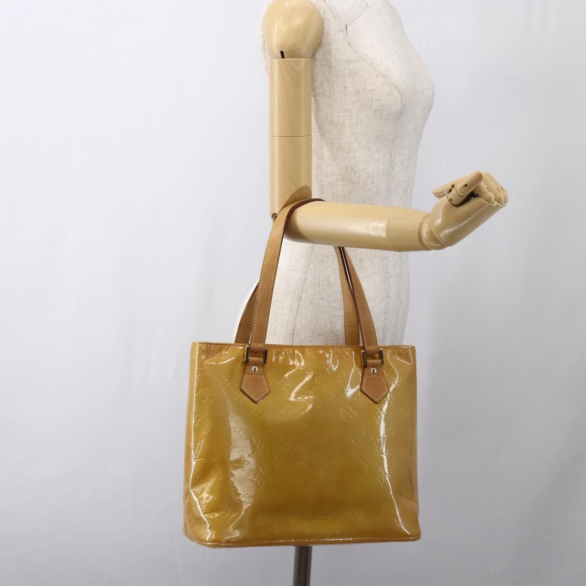 LOUIS VUITTON Monogram Vernis Houston Hand Bag Beige M91004 LV Auth 169063
