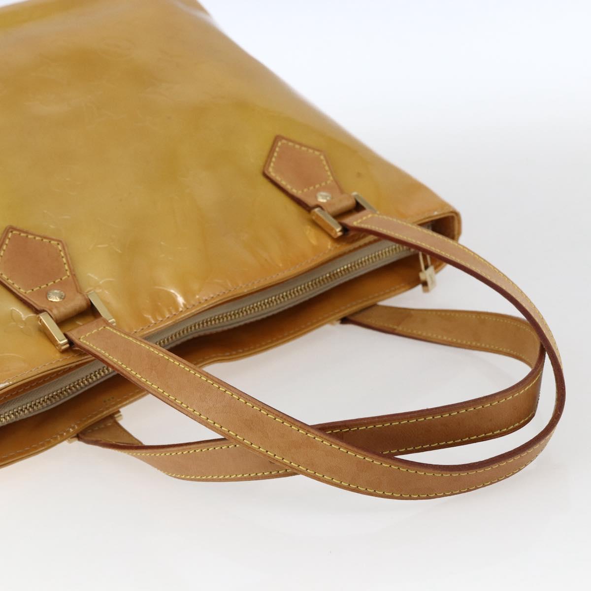 LOUIS VUITTON Monogram Vernis Houston Hand Bag Beige M91004 LV Auth 169063