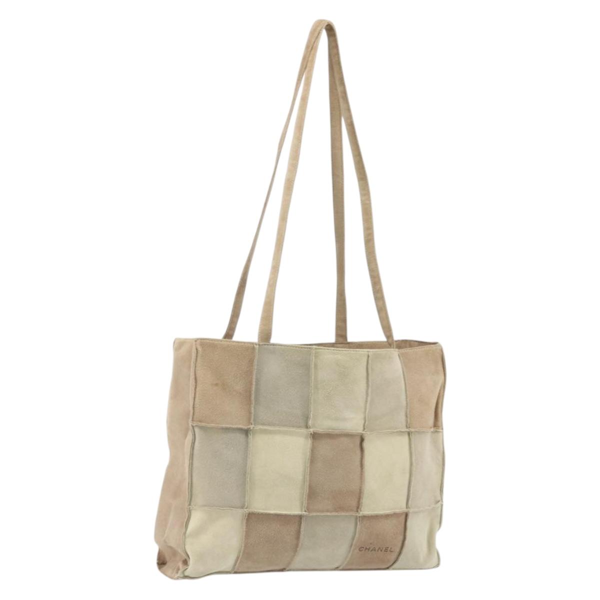 CHANEL Tote Bag Mouton Beige CC Auth 169065A