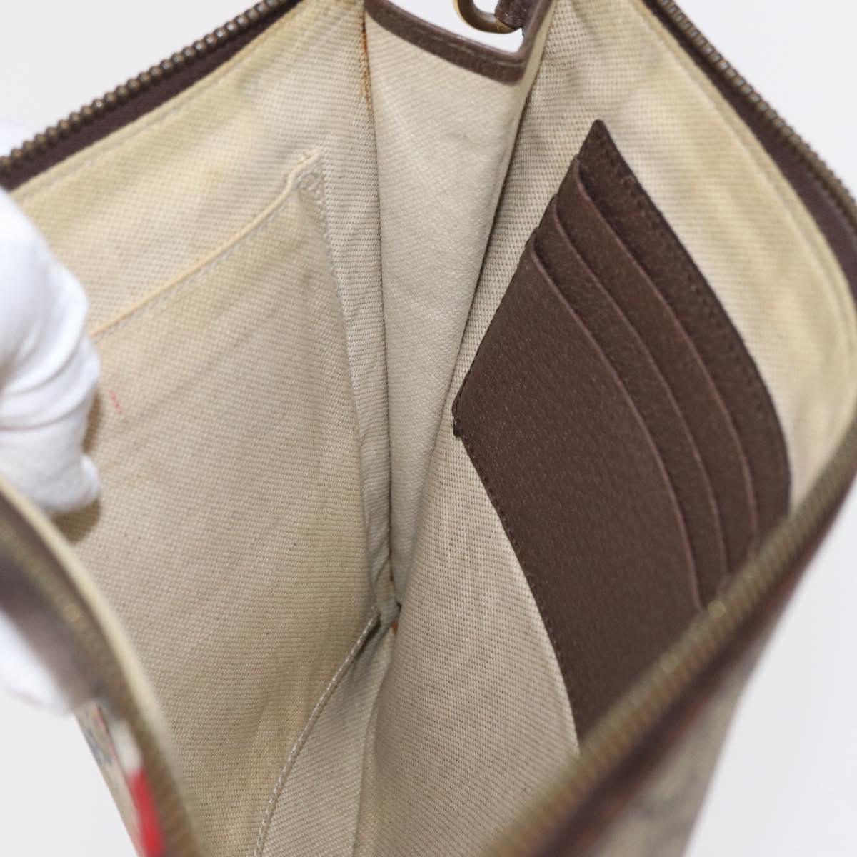 GUCCI GG Supreme Courier Clutch Bag PVC Beige 473915 Auth 169067