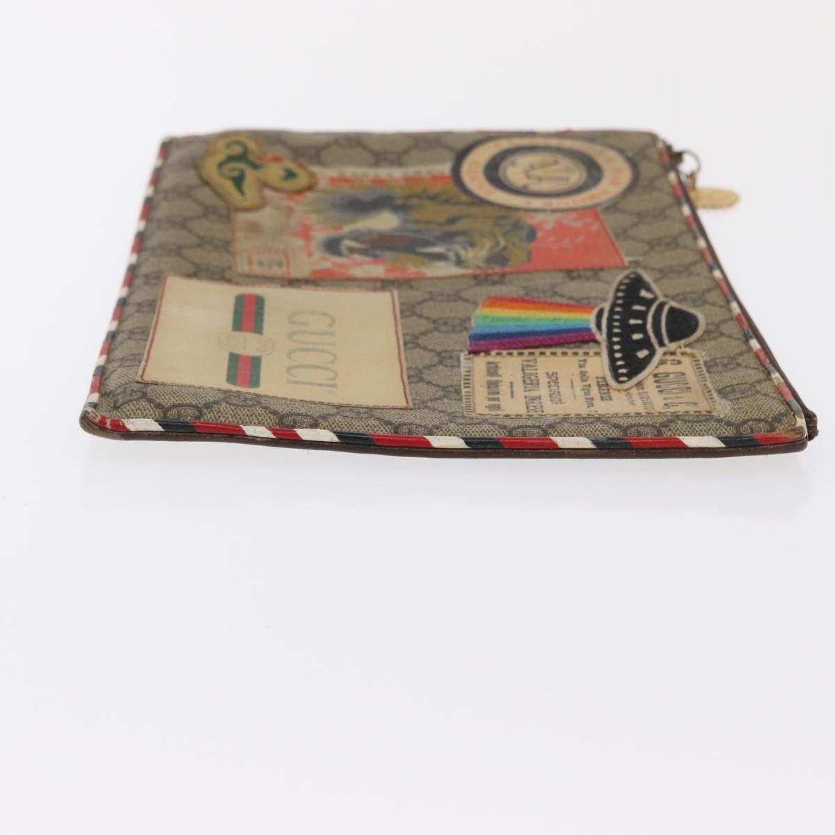 GUCCI GG Supreme Courier Clutch Bag PVC Beige 473915 Auth 169067