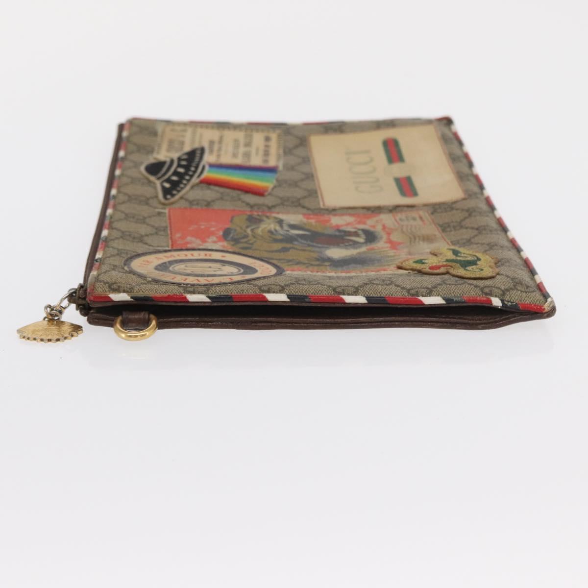 GUCCI GG Supreme Courier Clutch Bag PVC Beige 473915 Auth 169067