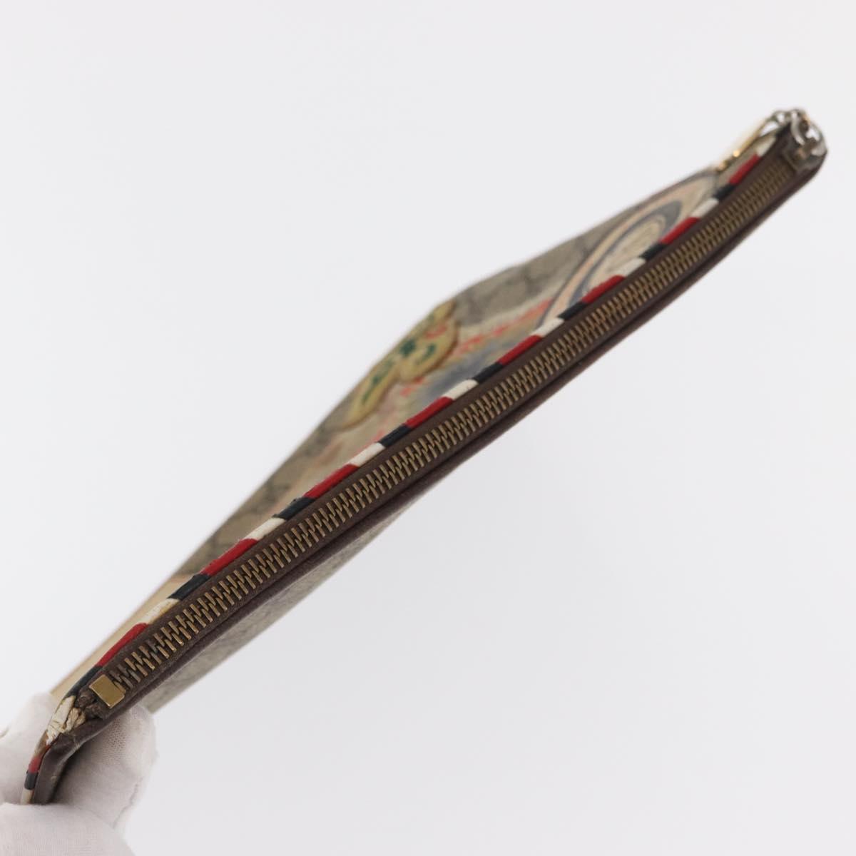 GUCCI GG Supreme Courier Clutch Bag PVC Beige 473915 Auth 169067