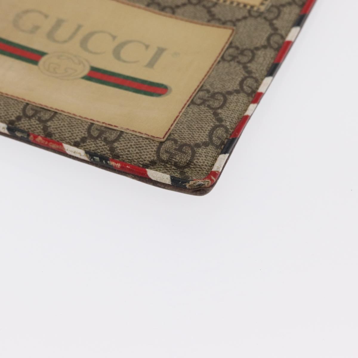 GUCCI GG Supreme Courier Clutch Bag PVC Beige 473915 Auth 169067