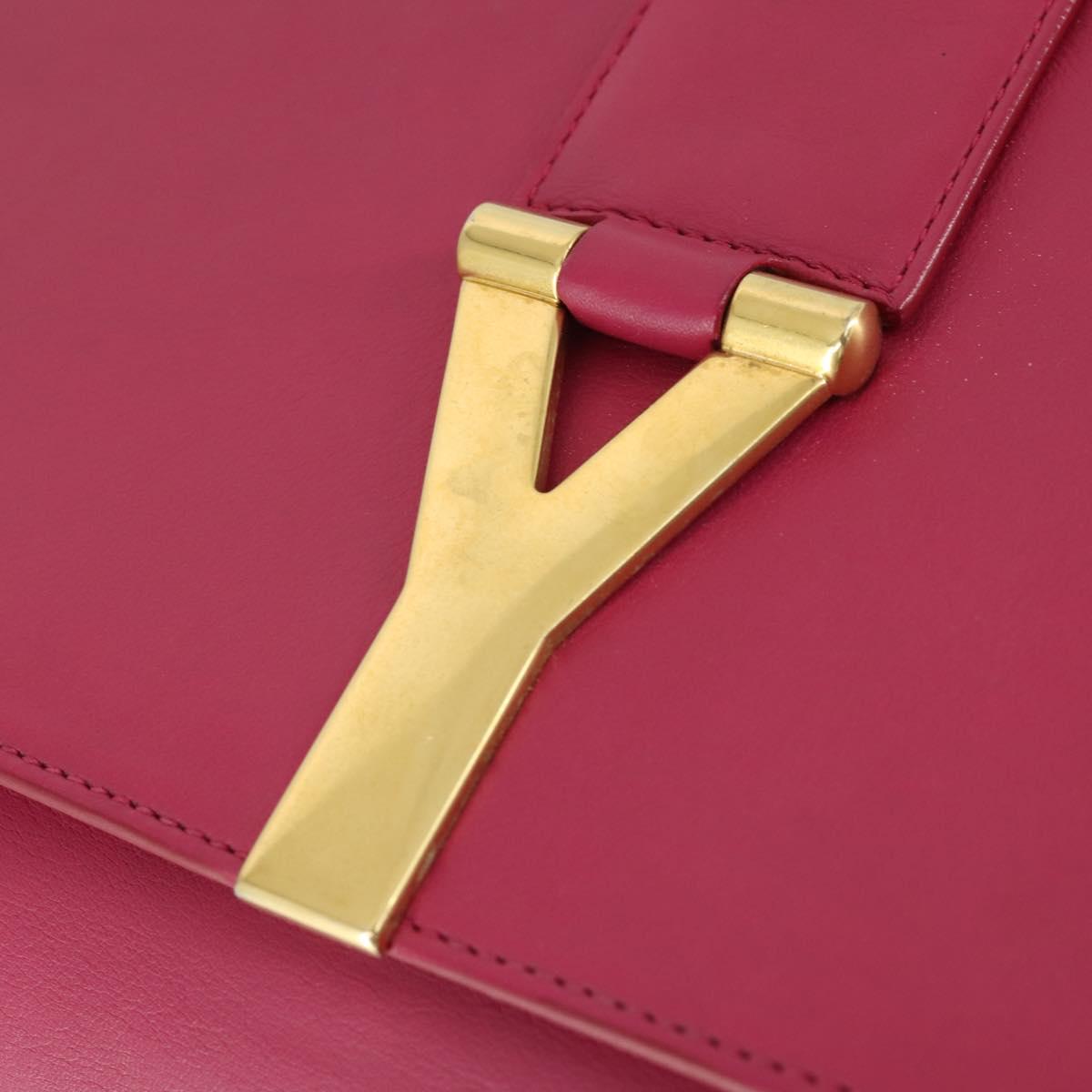 SAINT LAURENT Clutch Bag Leather Pink Gold 311213 Auth 169070V