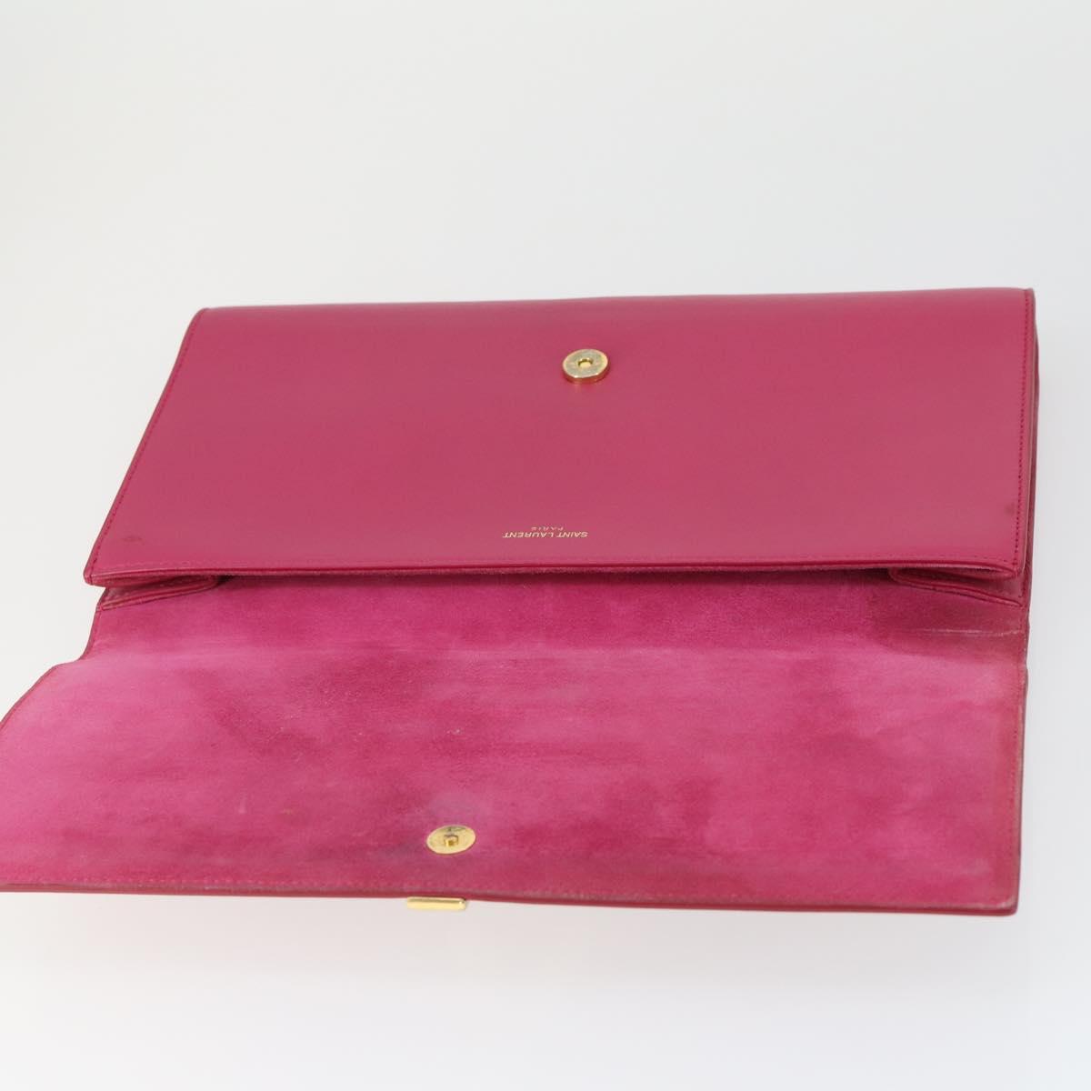 SAINT LAURENT Clutch Bag Leather Pink Gold 311213 Auth 169070V