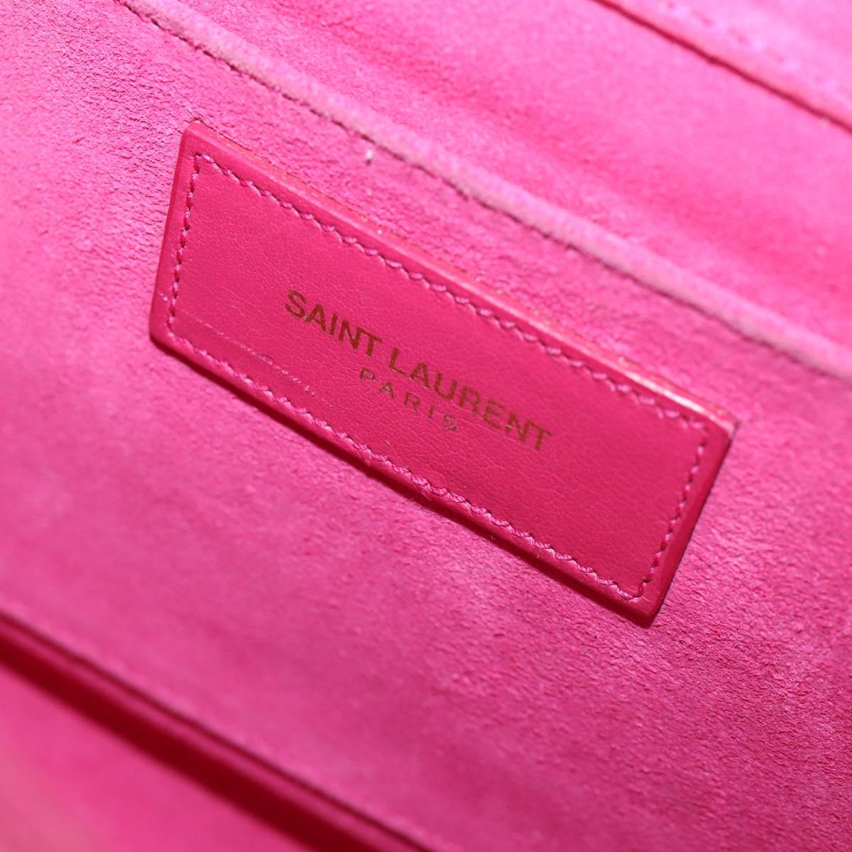 SAINT LAURENT Clutch Bag Leather Pink Gold 311213 Auth 169070V