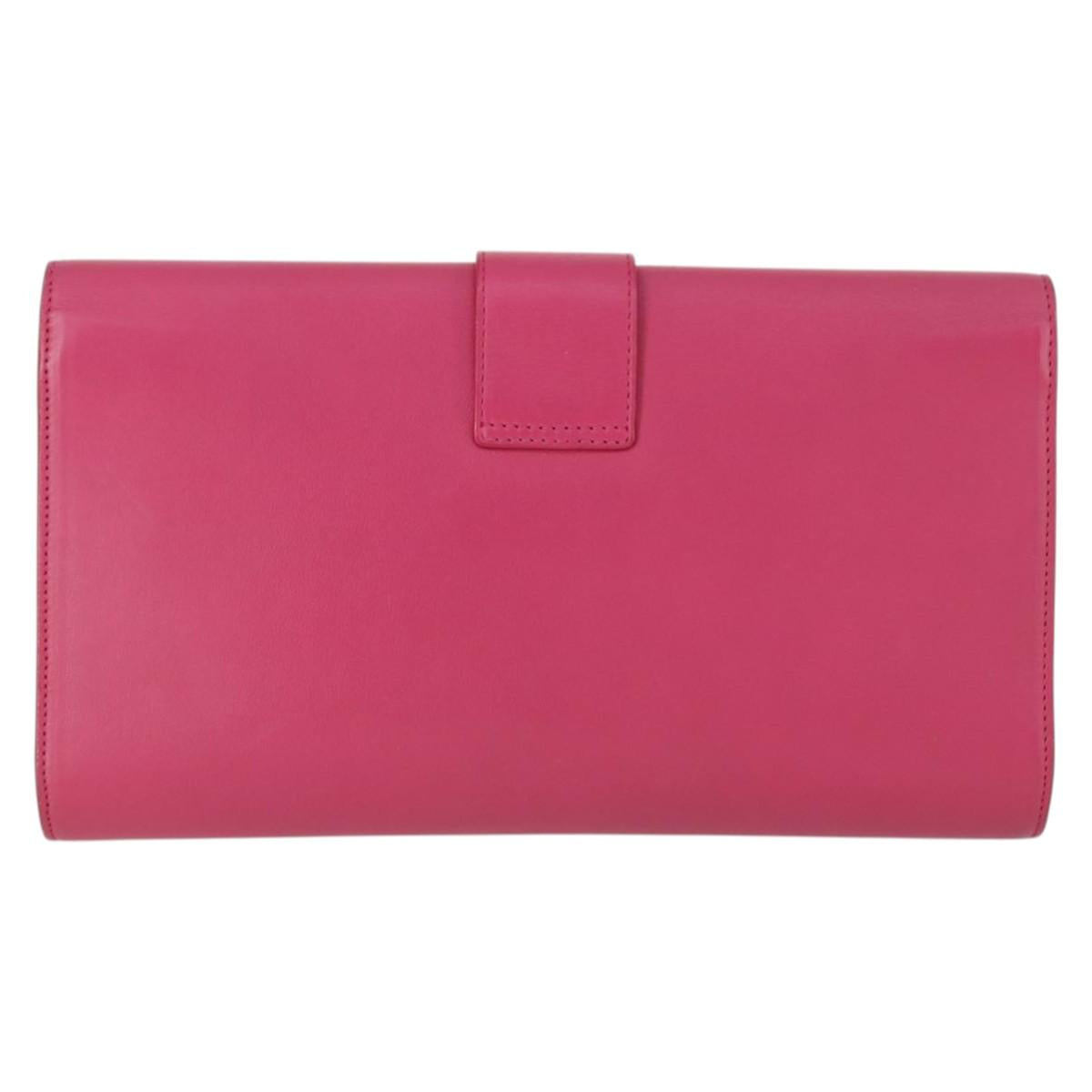 SAINT LAURENT Clutch Bag Leather Pink Gold 311213 Auth 169070V