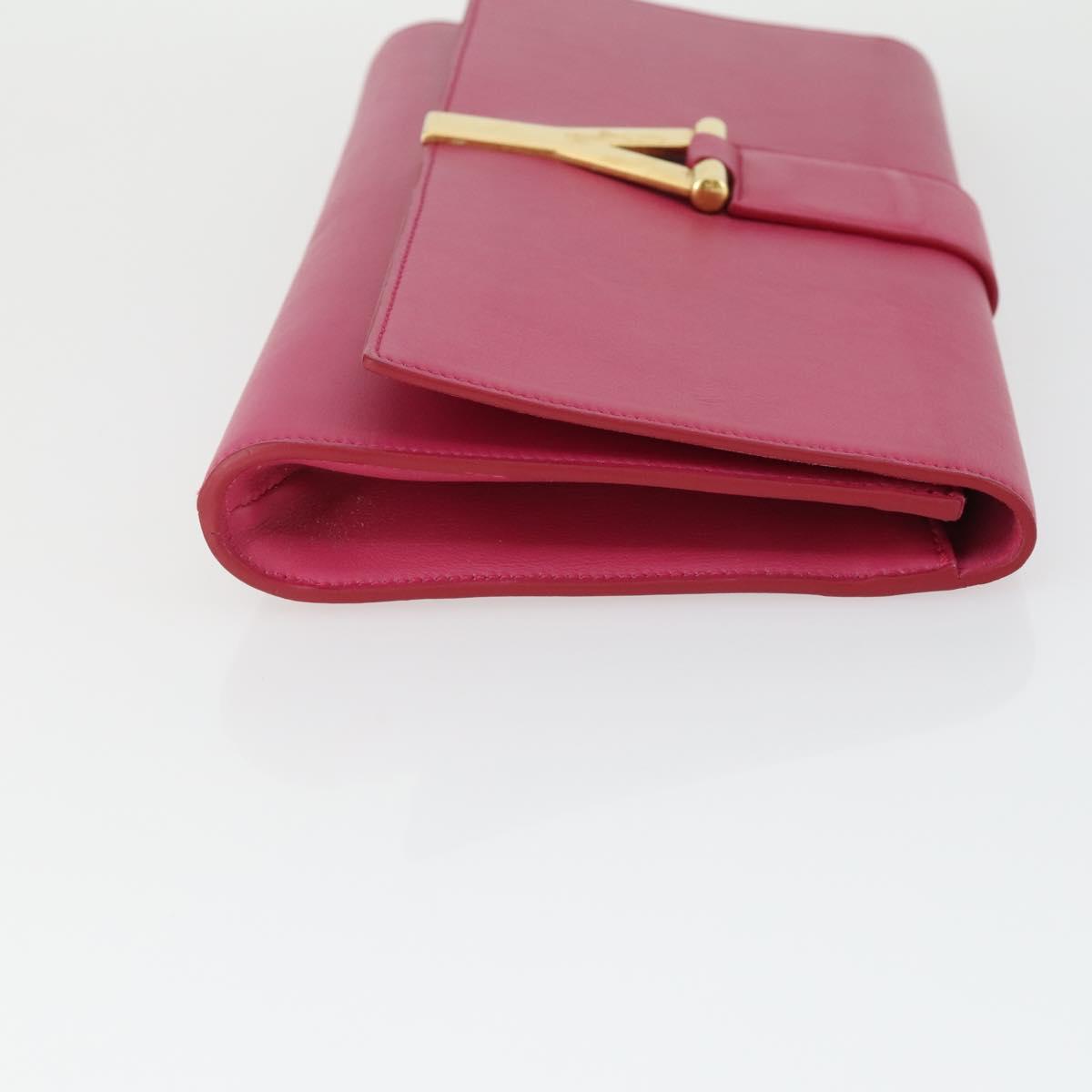 SAINT LAURENT Clutch Bag Leather Pink Gold 311213 Auth 169070V