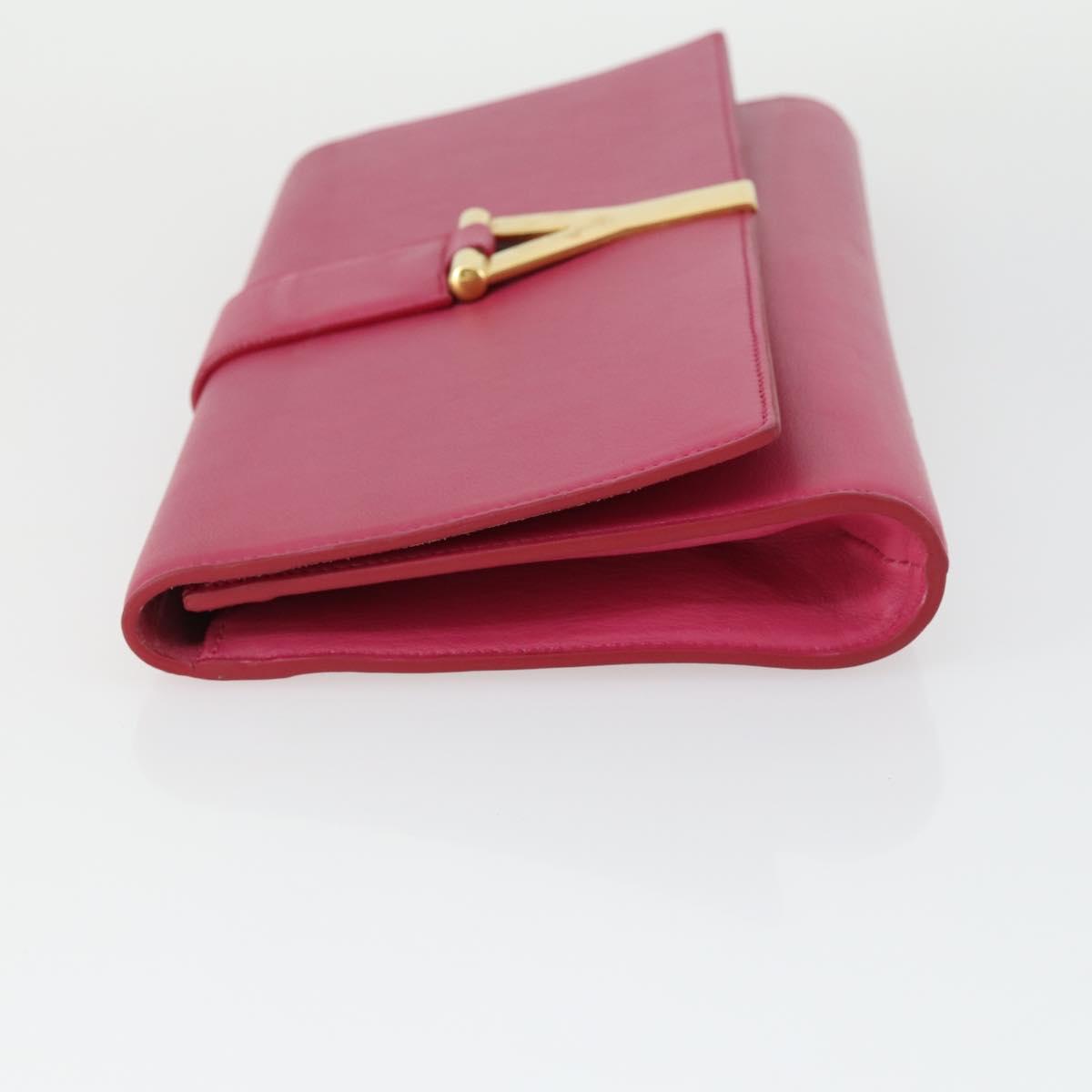 SAINT LAURENT Clutch Bag Leather Pink Gold 311213 Auth 169070V