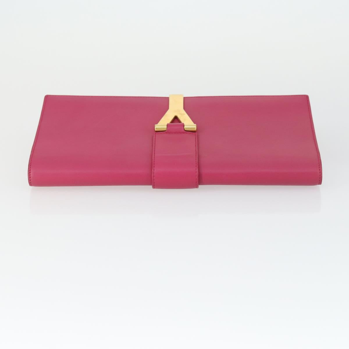SAINT LAURENT Clutch Bag Leather Pink Gold 311213 Auth 169070V
