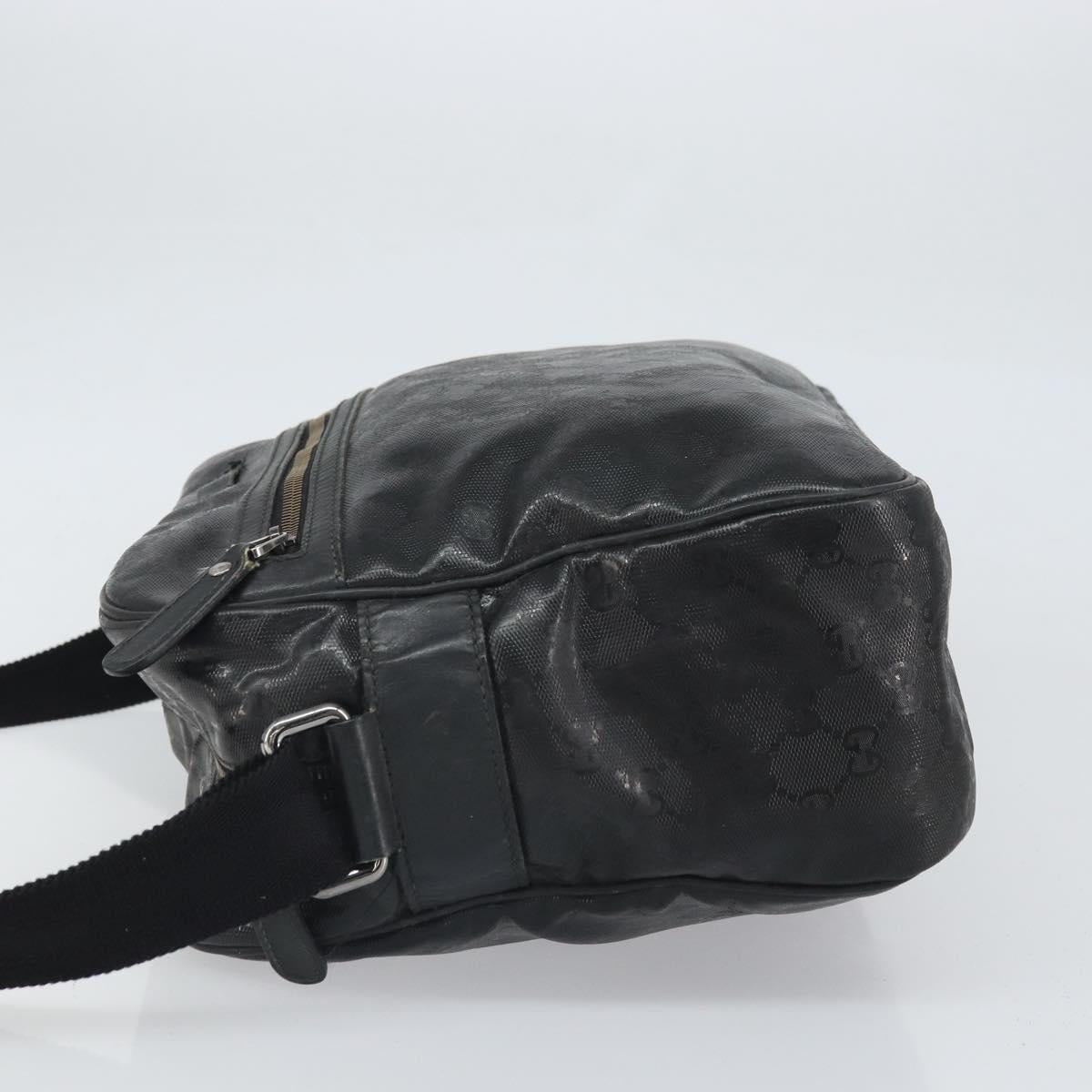 GUCCI GG implementation Shoulder Bag PVC Black Silver 211107 Auth 169076
