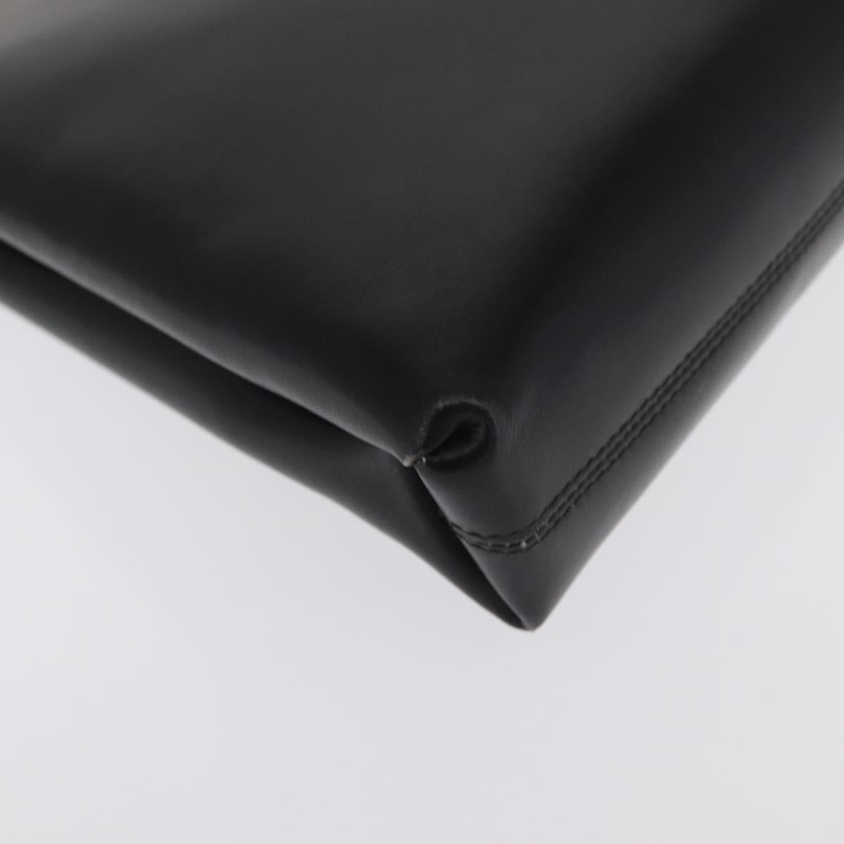 Salvatore Ferragamo Gancini Chain Shoulder Bag Leather Black Gold Auth 169084