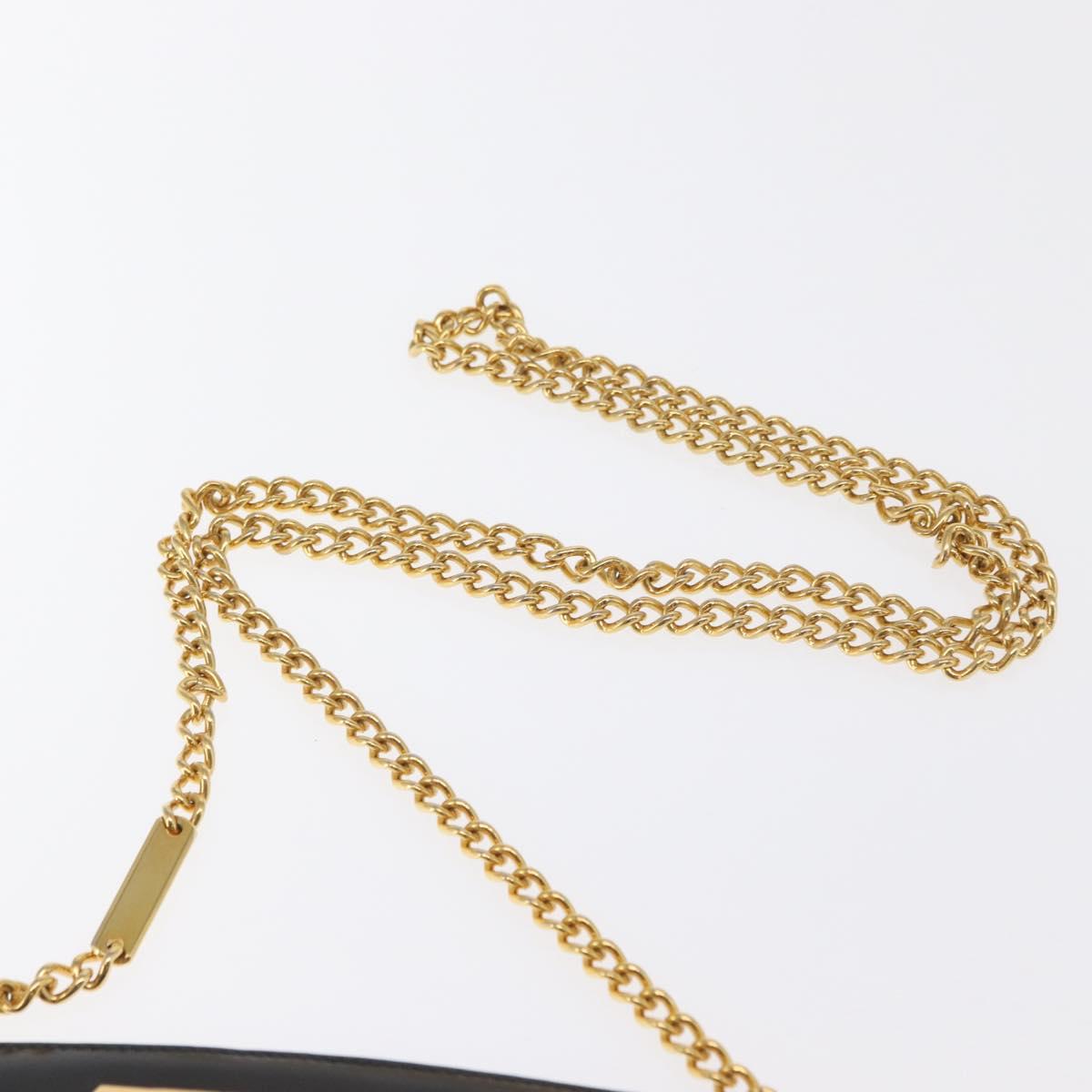 Salvatore Ferragamo Gancini Chain Shoulder Bag Leather Black Gold Auth 169084